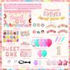LXlucktim Donut Birthday Party Supplies for 1 Year Old Girl, 150 Pcs Sweet One Party Decorations for Girls Baby - Backdrop, Tablecloth, Crown, Poster view 2