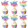24 Pack 16th Birthday Cupcake Toppers Glitter Sixteen Happy Sweet 16 Cupcake Picks Cheers to 16 Years Old Cupcake Decorations for 16th Birthday Anniversary Party Cake Decorations Supplies Light Blue view 1