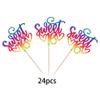24 Pack 16th Birthday Cupcake Toppers Glitter Sixteen Happy Sweet 16 Cupcake Picks Cheers to 16 Years Old Cupcake Decorations for 16th Birthday Anniversary Party Cake Decorations Supplies Light Blue view 3