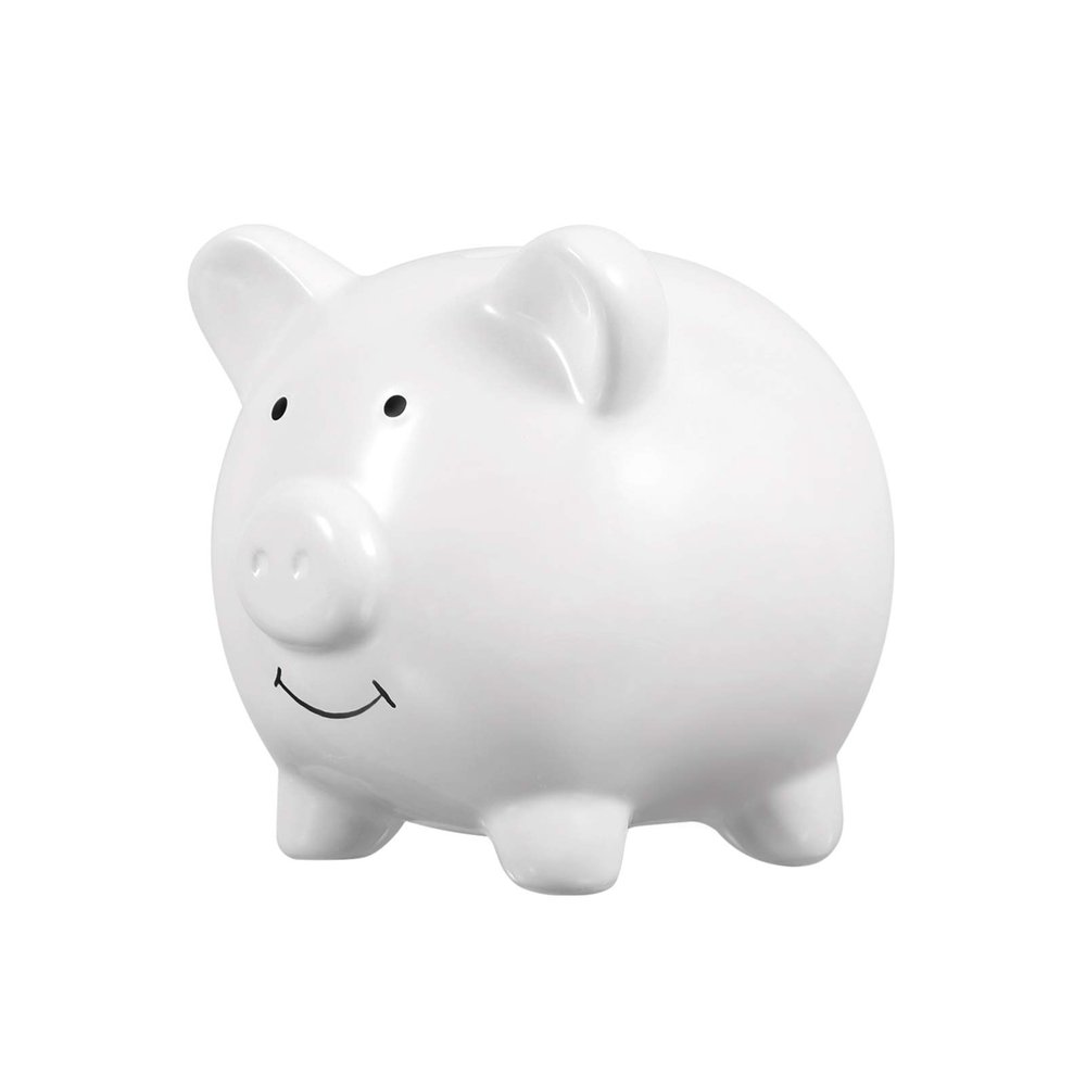 IMIKEYA Adorable Ceramic Piggy Bank Money Saving Pot for Boy Girl White Coin Bank for Decor and Present Choice
