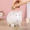 IMIKEYA Adorable Ceramic Piggy Bank Money Saving Pot for Boy Girl White Coin Bank for Decor and Present Choice view 3