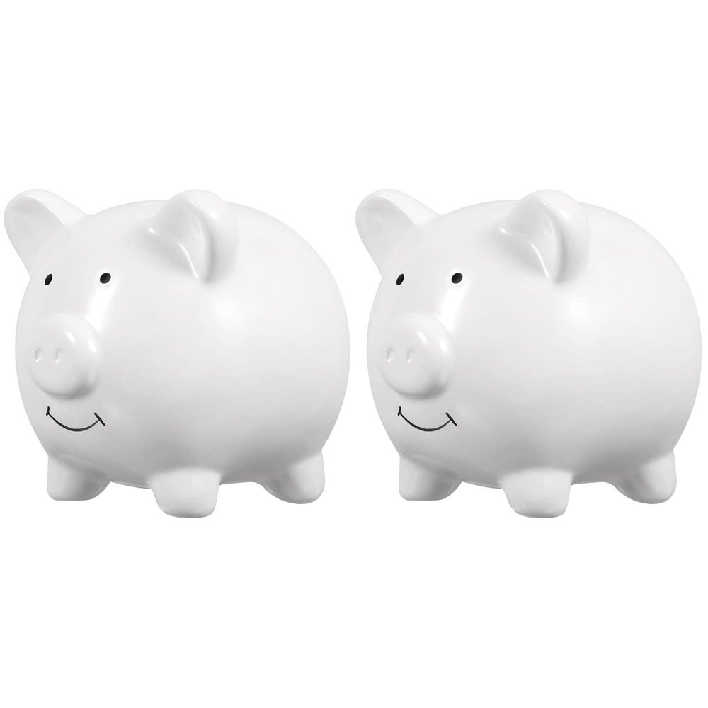 IMIKEYA Ceramic Piggy Bank: 2pcs Cute Pig Money Bank Coin Bank for Girls Boys Decorative Coin Bank Money Bank Money Saver Kids Present for Birthday Christmas Nursery Home Decor