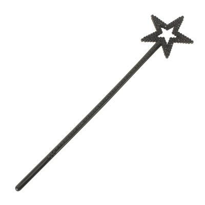 Qeuly Star Wand Black Fairy Wand 13 Inches Angel Wand Star Magic Princess Wands Plating Silver Star Stick (Black)