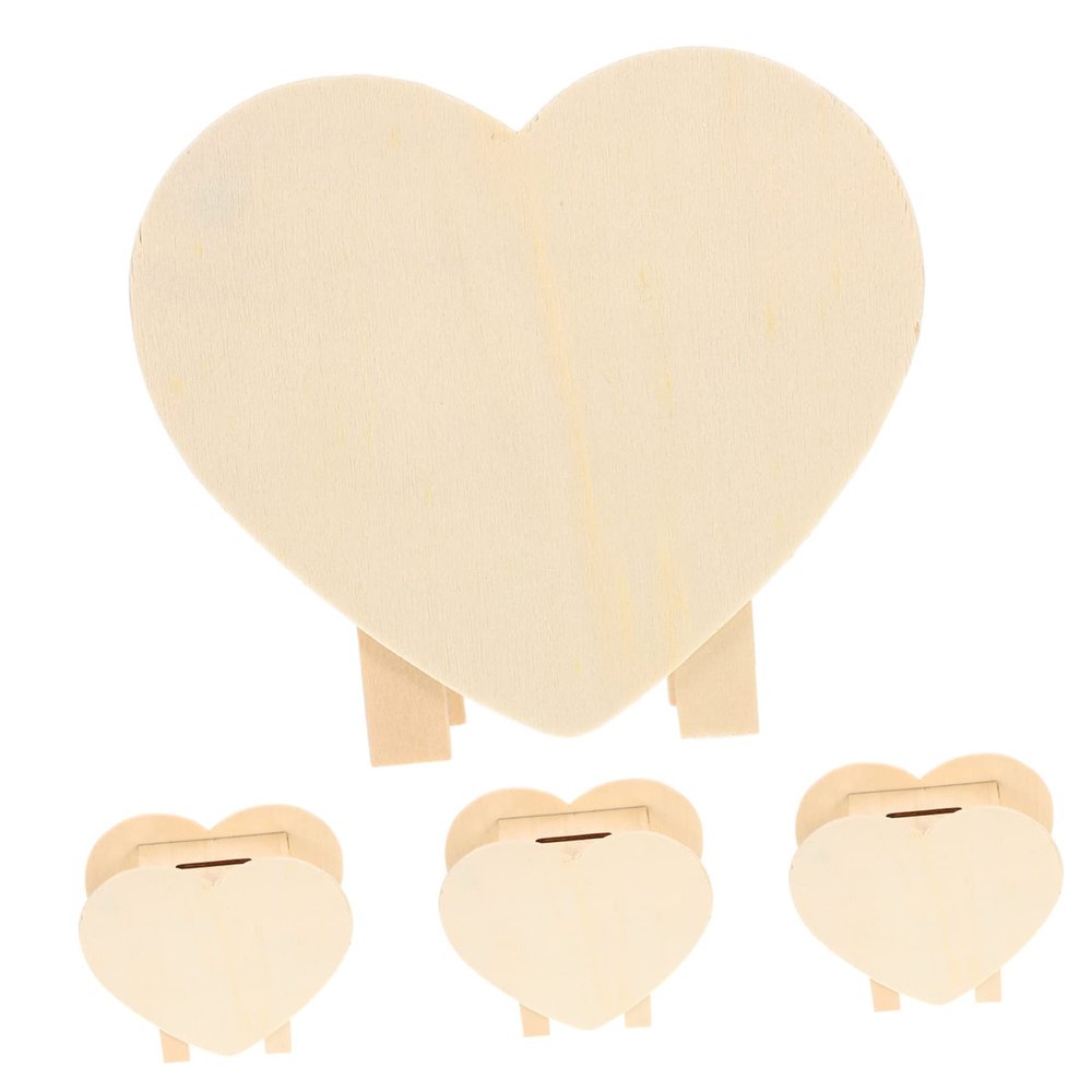 4pcs DIY Piggy Bank Heart Shaped Boxes Stocking Stuffer Storage Bins Toys Change Holder Case Unfinished Wooden Coin Bank Boys Girls Creative Money Storage Box Money Box