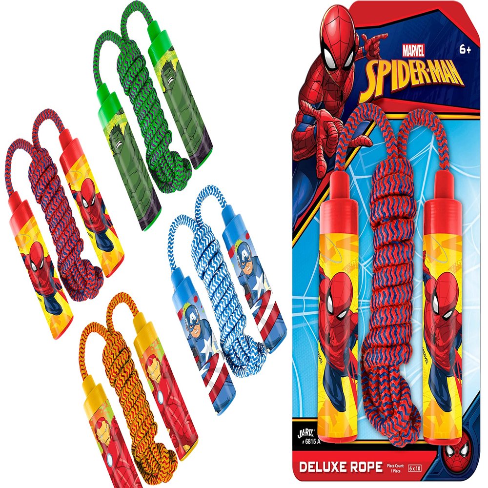 JA-RU Marvel Avengers Adjustable Jump Rope for Kids (1 Unit) Super Hero Nylon Skipping Rope for Kids | Outdoor Recess Toys & Physical Education Equipment For Elementary Students. Assorted-6815