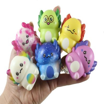 6 MINI 2" Axolotl Slow Rise Squishy Toys - Memory Foam Party Favors, Fidgets, Prizes, OT (Random Colors) (6 Axolotls (Random Colors))