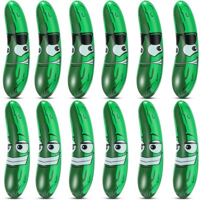 Jexine 12 Pcs 20 Inch Inflatable Pickle Cucumber Funny Pool Float Gifts Inflatable Pickle for Summer Swimming Party Favors Decorations Veggies Decor