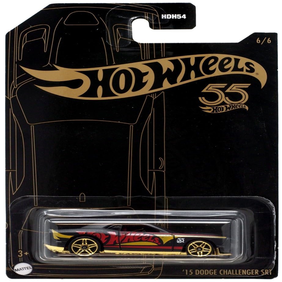 Hot Wheels 55th Anniversary Pearl & Chrome 2023 '15 Dodge Challenger SRT Diecast Car #6/6