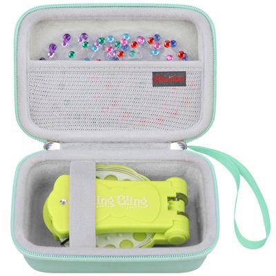 Elonbo Carrying Case for Blinger Dazzling Starter Kit, Blinger Kids Glam Collection Starter Kit Storage Bag, Kids Hair Styling Tool Travel Organizer Holder, Green