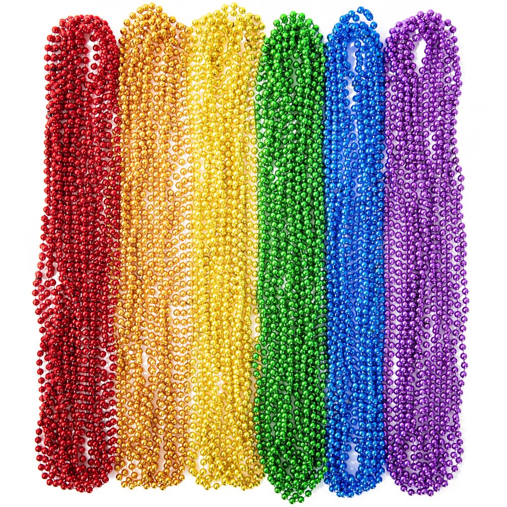 EOBOH 50PCS Pride Stuff, Gay Pride Beads Accessories, 6 Kinds of Metallic Rainbow Beads Necklace Bulk, LGBTQ Pride Necklace for Women Men, Costumes Decor for Pride Month Parade Throws Party Favors