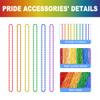 24PCS Pride Necklace Stuff, Rainbow Beads Pride Accessories, 6 Kinds of Metallic Rainbow Beads Bulk, Gay Lesbian Pride Necklace for Women Men, Costumes Decor for Pride Month Parade Throws Party Favors view 3