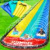 JAMBO XL 20Ft Premium 3 Lane Slip Splash and Slide with 3 Bodyboards, Heavy Duty Water Slide- Advanced 3-Way Water Sprinkler System, Backyard Waterslide Outdoor Water Toys n Slides for Kids view 1