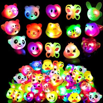 SOFLIY 99 Pcs LED Light Up Ring - Colorful Flashing Bumpy Rings Finger Toys Novelty Glow in the Dark Soft Jelly Blinking Rings Party Favors for Adults Kids Bachelorette Party Halloween Concert Gifts