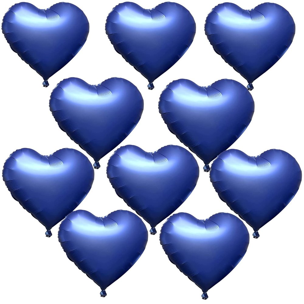 10Pcs 18 Inch Navy Blue Heart Balloons Helium Balloons Blue Heart Balloons Foil Blue Foil Balloons Heart Blue Birthday Decorations Blue Balloons