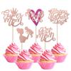 30 Pack Happy Mother's Day Cupcake Toppers Glitter Heart Love You Mom Cupcake Picks for Mother's Day Party Best Mom Cake Decorations Rose Gold view 1