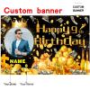 Custom Dollar Money Black and Gold Happy 9th Birthday Party Decorations Supplies Personalized Dollar Money Black and Gold 9th Birthday Backdrop Banner view 2