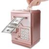 Piggy Bank Electronic Mini ATM for Kids - Password Protected Money Saving Box with Auto Scroll Paper Money and Coin Slot - Best Birthday Gift for Boys and Girls (Rose Gold + Purple) view 2