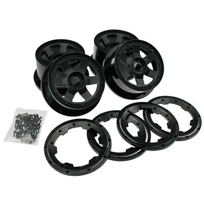 FLMLF Plastic Wheel hub/Rim Completely Set Fit 1/5 RC Buggy HPI Baja ROVAN KM 5B RC CAR Parts