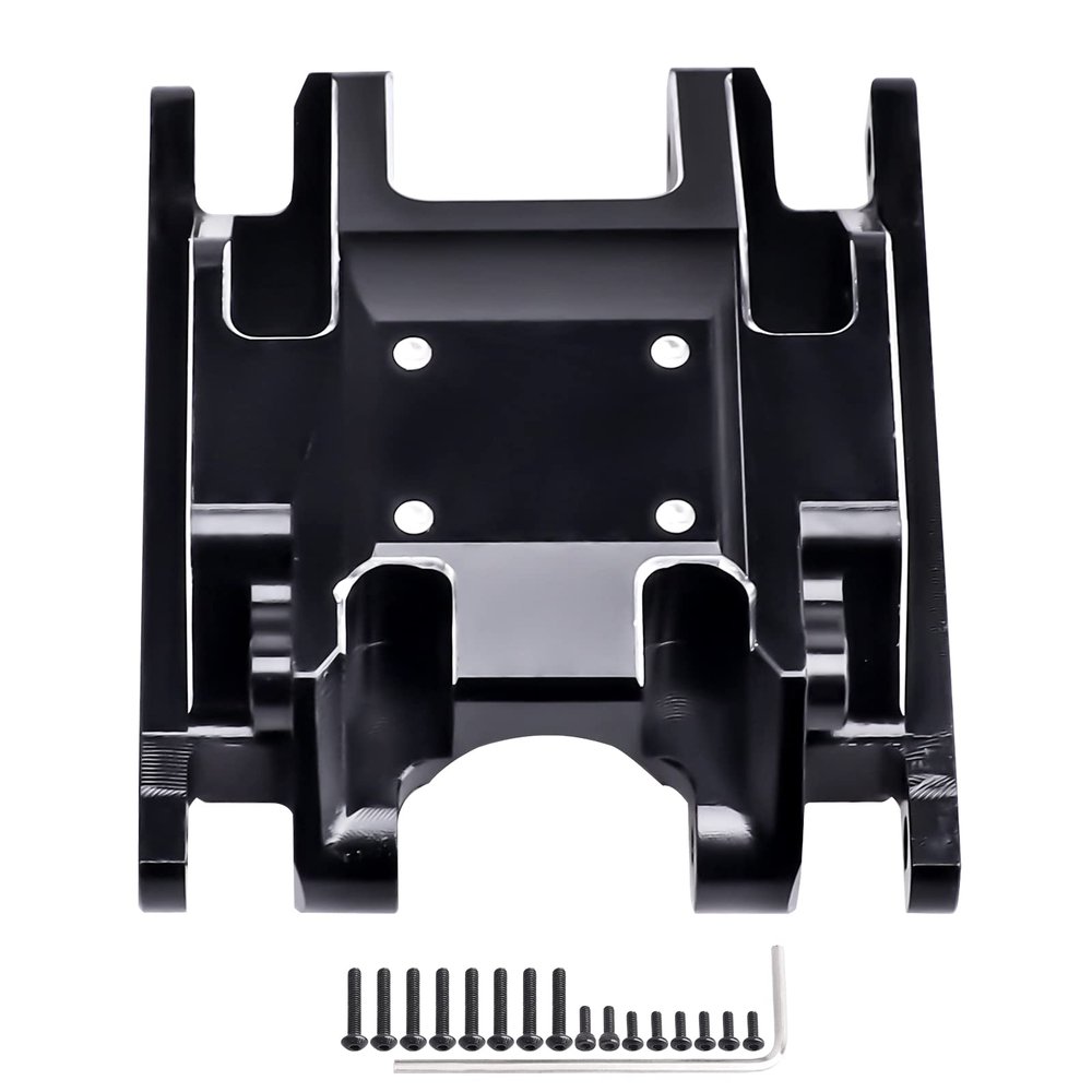 CrazyHobby Aluminum Skid Plate Transmission Mount Heavy Duty for TRX4M K10 High Trail F150 Bronco Defender 1/18 Crawler Car Upgrades (Black Silver)