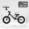 12" Balance Bike for 2, 3, 4, 5 Year Old Boys and Girls, Lightweight Nylon Frame Toddler Training Bike No Pedal Bikes for Kids with Adjustable Seat and Air Tires (Black) view 2