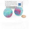 Gel Green and Pink Gemini Luminary Dice with Blue Pips 30mm (1.18in) D6 Pack of 2 Wondertrail view 2