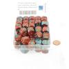 Red and Teal Gemini Dice with Gold Pips D6 16mm (5/8in) Pack of 50 Wondertrail view 2