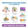 TOOKYLAND Montessori Toys for 1 Year Old, 8 in 1 Learning Educational Set Wooden Toys (Includes Stacking Cups, 3-in-1 Educational Box, Pound Bench, Shape Puzzle and More) view 2