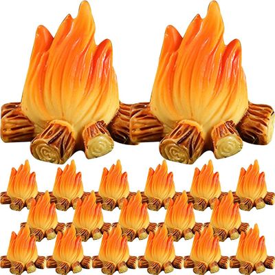 20Pcs Miniature Campfire Model Fire Landscaping Props Dollhouse Fire Ornament Miniature Fake Decoration Handicraft Resin Fake Mini Beads