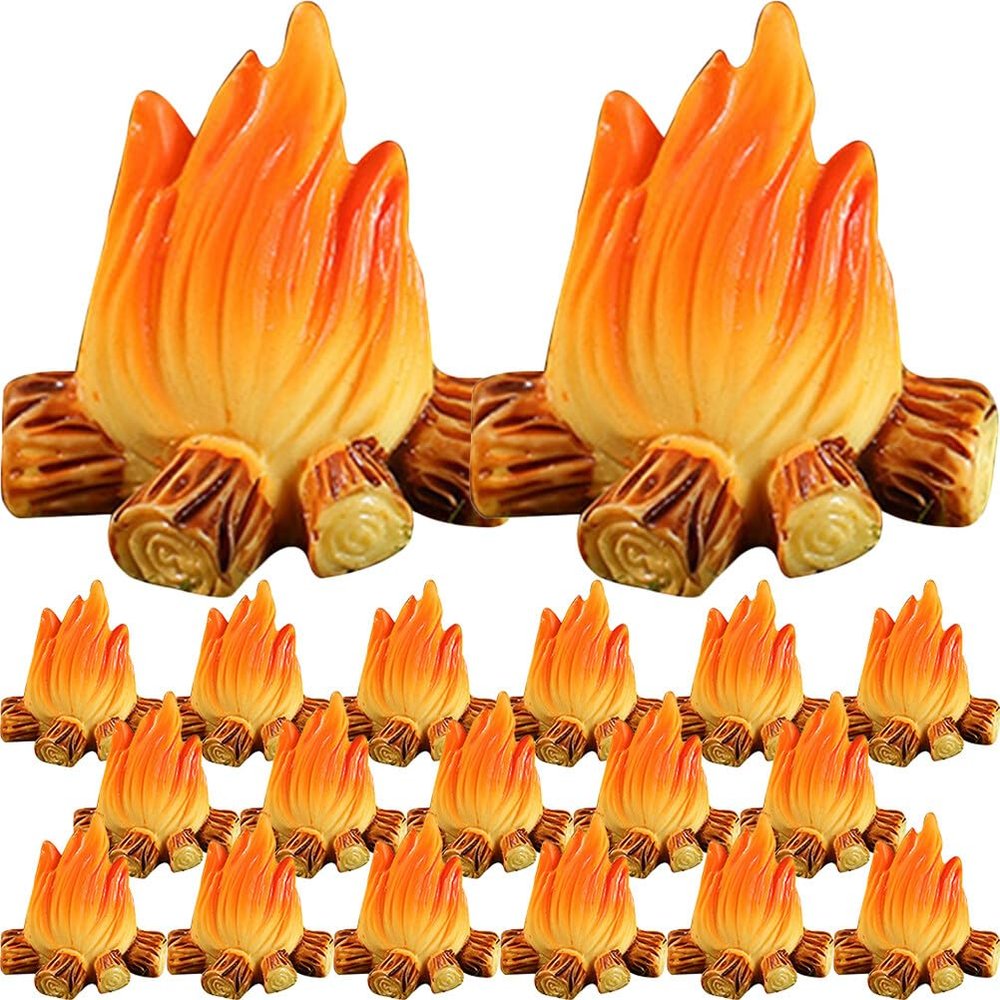 20Pcs Miniature Campfire Model Fire Landscaping Props Dollhouse Fire Ornament Miniature Fake Decoration Handicraft Resin Fake Mini Beads
