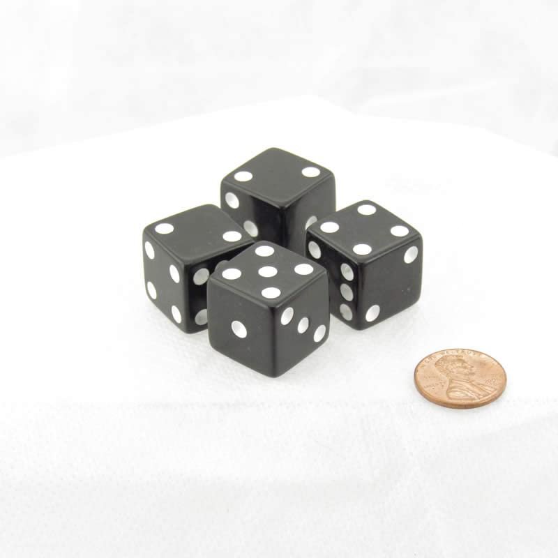 Black Dice with White Pips Squared Corners 19mm (3/4in) Pack of 4 Wondertrail