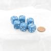 Blue Opaque Dice with White Pips D6 16mm (5/8in) Pack of 6 Wondertrail