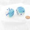 Pearl Turquoise and White Gemini Luminary Dice with Blue Pips 30mm (1.18in) D6 Pack of 2 Wondertrail view 1