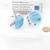 Pearl Turquoise and White Gemini Luminary Dice with Blue Pips 30mm (1.18in) D6 Pack of 2 Wondertrail view 2