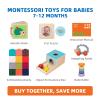 TOOKYLAND Montessori Toys for Babies 6-12 Months, 7 in 1 Learning Educational Set Wooden Toys (Includes Baby Rattle, Object Permanence Box, Wooden Book, Teething Toy and More) view 2