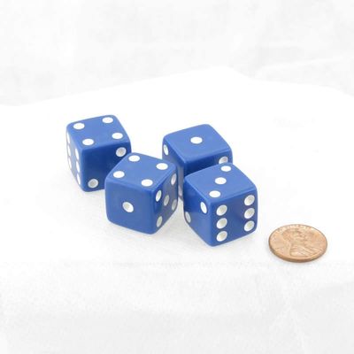 Blue Dice with White Pips Squared Corners 19mm (3/4in) Pack of 4 Wondertrail