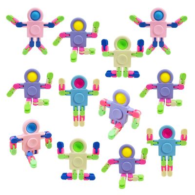 12 Pack Fidget Sensory Spinner Toys Transformable Chain Robot Fingertip ToyPinata Goodie Bag Stuffers Birthday Valentines Day Gifts for Kids,Treasure Box Classroom Prizes