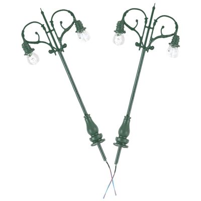 GANAZONO 2pcs Miniature Street Lamps Dollhouse Lamp Model Led Doll House Street Lights Railway Train Lamp Post Dual Lampposts for Dollhouse Micro Landscape Fairy Garden