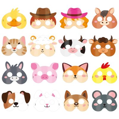 Deekin 48 Pcs Animal Party Masks for Kids Farm Forest Animal Face Mask Barnyard Jungle Safari Party Favors for Zoo Farmhouse Theme Birthday Costume Dress up Decoration
