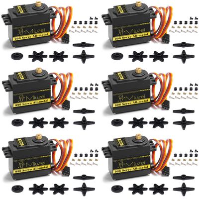 Miuzei MG996R 55g Metal Gear Torque Digital Servo Motor for RC Helicopter Car Boat Robot (6 Pack)