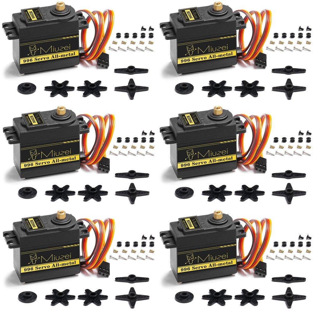 Miuzei MG996R 55g Metal Gear Torque Digital Servo Motor for RC Helicopter Car Boat Robot (6 Pack)