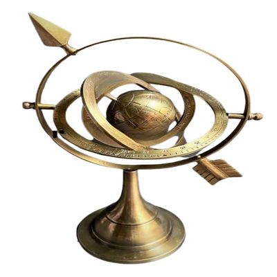Vintage Antique Brass Armillary Sphere World Globe 10'' Table Dcor and Gift