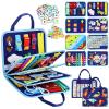 Esjay Toddler Busy Board Montessori Toys for Boys, Sensory Book Educational Activities for Learning Fine Motor Skills, Birthday Gifts for Boys Toddlers, Travel Toys for Airplane Car, Blue Dinosaur view 1