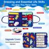 Esjay Toddler Busy Board Montessori Toys for Boys, Sensory Book Educational Activities for Learning Fine Motor Skills, Birthday Gifts for Boys Toddlers, Travel Toys for Airplane Car, Blue Dinosaur view 2