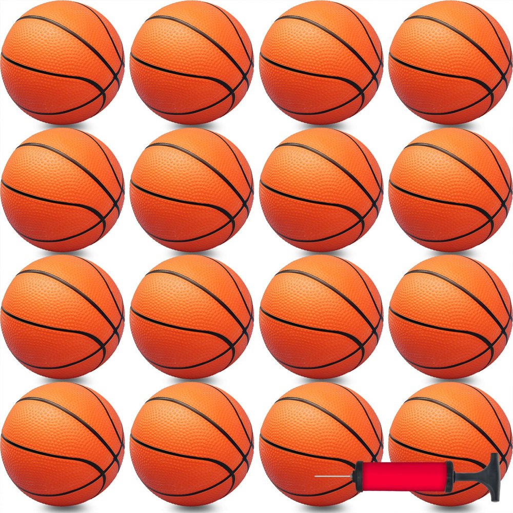 30Pcs 7" Inch Mini Basketball Balls Bulk Small Basketball Set with Pump, PVC Small Basketball for Over The Door Basketball Hoop Games Party Favors Indoor Outdoor Play Adults Kids Pool Beach Basketball