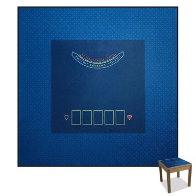BALIKEN Square 40x40 Inches Texas Holdem Poker Mat and Blackjack Table Top Casino Felt Portable Casino Mat (Blue)