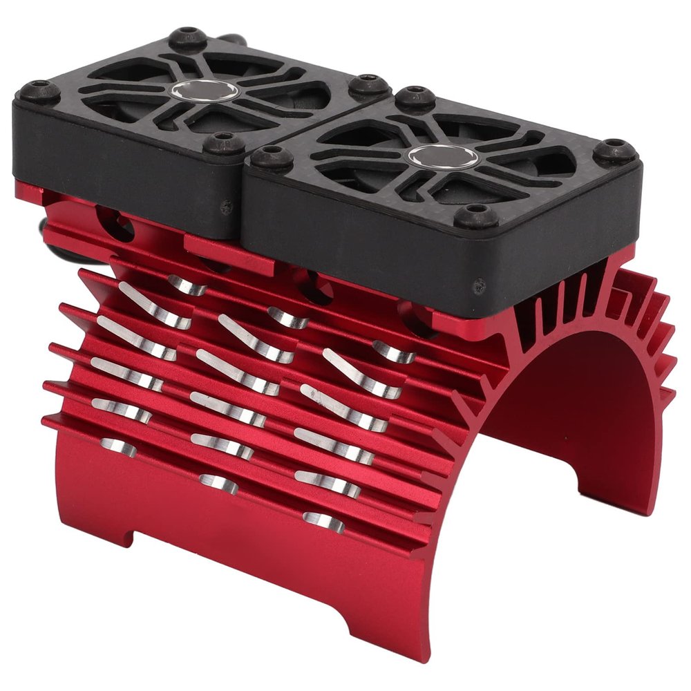 Vomeko 55/56/58mm brushless Motor Cooling Fan Dual Fan Motor heatsink for 1/5 RC car, 8.4V 16000RPM. rc car Parts, Motor Cooler, Cooling System.(Red)