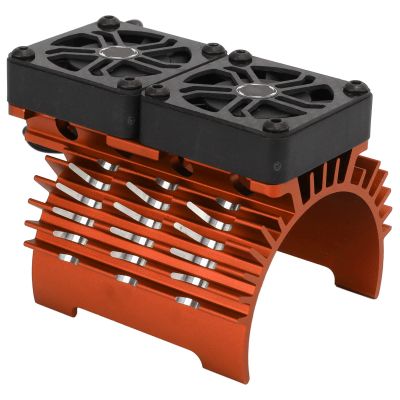 Vomeko 55/56/58mm brushless Motor Cooling Fan Dual Fan Motor heatsink for 1/5 RC car, 8.4V 16000RPM. rc car Parts, Motor Cooler, Cooling System.(Orange)