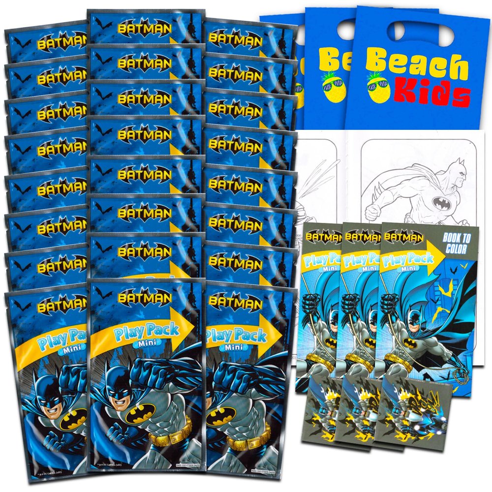 DC Comics Batman Mini Party Favors Set for Kids - Bundle with 24 Mini Batman Grab n Go Play Packs with Coloring Pages, Stickers and More (Batman Birthday Party Supplies)