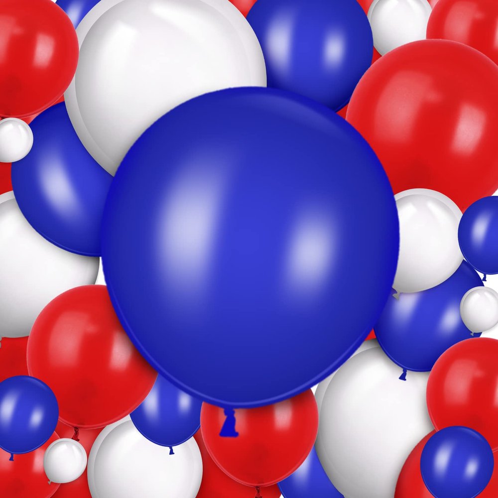 1000 Pcs Latex Balloons 10 Inch Colorful Round Balloons Matte Latex Balloons Thickened Balloons Bulk Pack of Strong Latex Balloons for Wedding Birthday Festival Party Supply (Blue, Red, White)