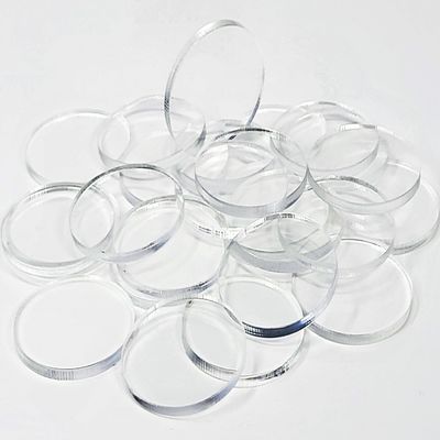 Acrylic Bases for Minis and Miniatures - Circular, Square, Oval, Rectangular, Hexagonal |Compatibles with most RPG's and Tabletop Games| (Clear - Circular #3 (32mm x ~2.70mm x 25 units))